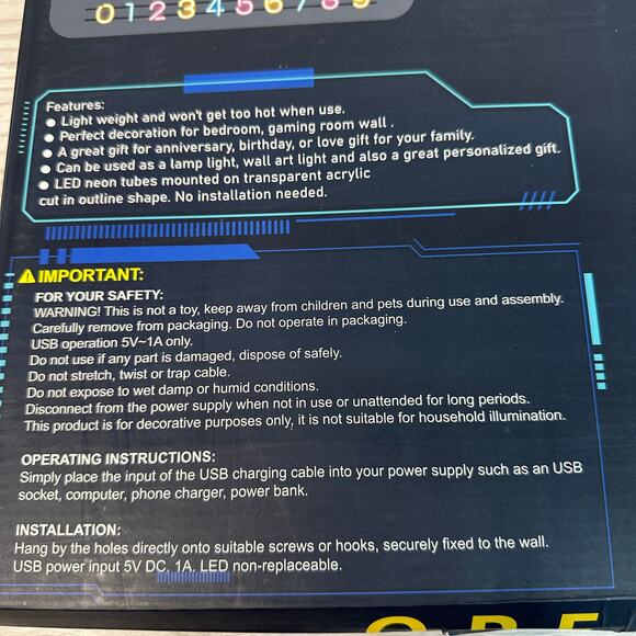 Neon Sign LED Light for Room No Game No Life USB Powered Bedroom Wall Decoration - Picture 3 of 6